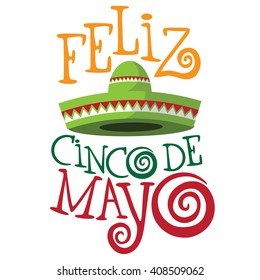 Cinco De Mayo (fifth of May, Mexican holiday) hand drawn lettering design EPS 10 vector 