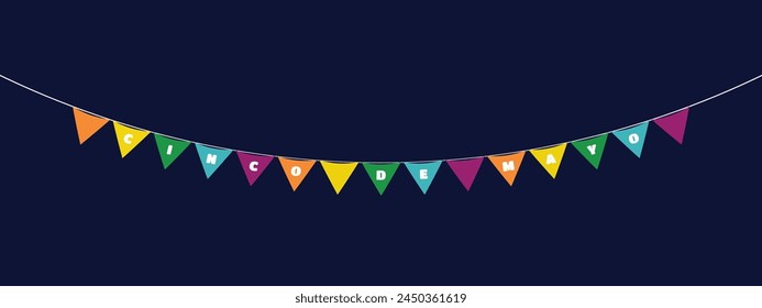 Cinco de mayo flag element. Cinco de mayo flag. Colorful party flags.