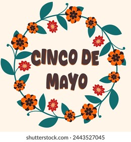 Cinco de Mayo with floral decoration illustration isolated background. Cinco de Mayo concept icon.