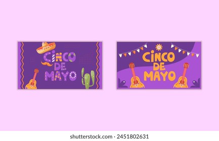  Cinco de Mayo flyers, business cards, advertising, banner. Mexican culture. Vector illustration