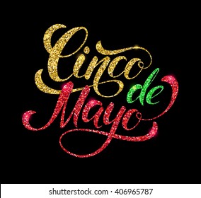 Cinco de Mayo glittering lettering design. Vector illustration 