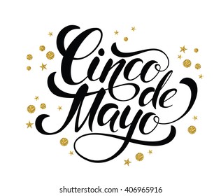 Cinco de Mayo glittering lettering design. Vector illustration 