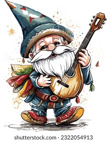 A cinco de mayo gnome playing guitar and wearing somb