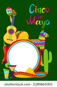 Cinco de Mayo greeting card. Mexican holiday items.