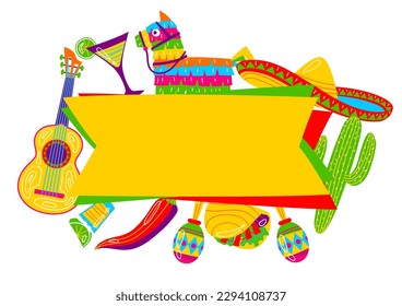 Cinco de Mayo greeting card. Mexican holiday items.