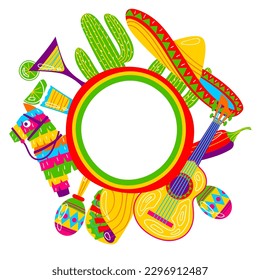 Cinco de Mayo greeting card. Mexican holiday items.