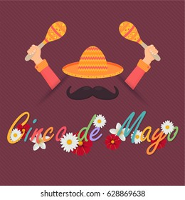 Cinco de Mayo Greeting Card, Hands Hold Maracas Illustration