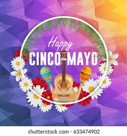 Cinco de Mayo Greeting Card, Poster, Polygonal Background