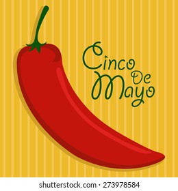 Cinco De Mayo greeting jalapeno, sombrero,cactus, for Mexicans celebration (Happy 5th of May).Eps 10