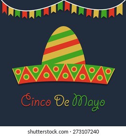 Cinco De Mayo greeting sombrero for Mexicans celebration (Happy 5th of May).Eps 10