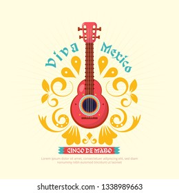 Cinco de mayo guitar background with ornament