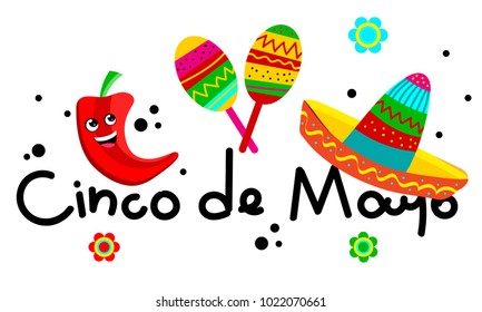 Cinco De Mayo hand drawn lettering design mexican greeting card.   Illustration for greeting card, ad, promotion, poster, flier, blog, article, social media, marketing