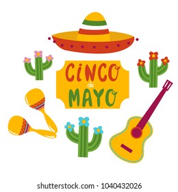Cinco De Mayo hand drawn lettering  design vector illustration in the frame perfect for advertising, poster, announcement, invitation, party, greeting card, fiesta, bar, restaurant, menu