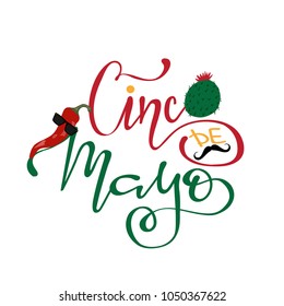 Cinco De Mayo hand drawn lettering design, vector illustration. perfect for advertising, poster, announcement, invitation, party, greeting card, fiesta, bar, restaurant, menu