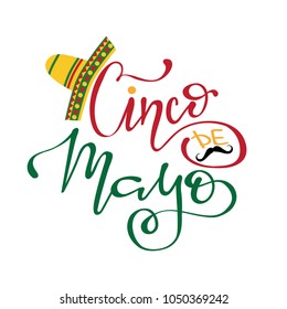 Cinco De Mayo hand drawn lettering design, vector illustration. perfect for advertising, poster, announcement, invitation, party, greeting card, fiesta, bar, restaurant, menu