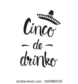 Cinco De Mayo Hand Drawn Lettering Calligraphy Black On White Background