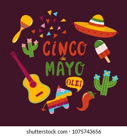 Cinco de mayo hand drawn lettering design vector illustration perfect for advertising, poster, announcement, invitation, mexican party, greeting card