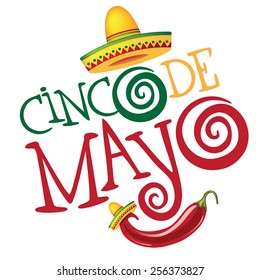 Cinco De Mayo hand drawn lettering design EPS 10 vector royalty free stock illustration perfect for advertising, poster, announcement, invitation, party, greeting card, fiesta, bar, restaurant, menu