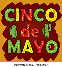 Cinco De Mayo hand drawn lettering design