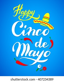 Cinco De Mayo hand drawn lettering, celebration poster, announcement, invitation and party, greeting card, fiesta, bar restaurant