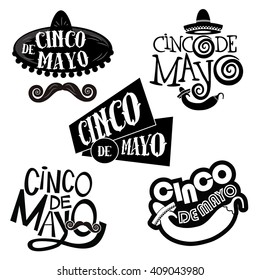 Cinco De Mayo hand drawn lettering design collection EPS 10 