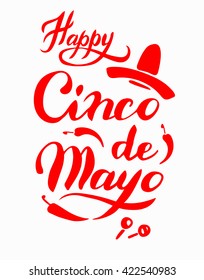 Cinco De Mayo hand drawn lettering, celebration poster, announcement, invitation and party, greeting card, fiesta, bar restaurant