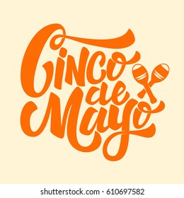 Cinco de Mayo. Handgezeichnete Phrase einzeln auf weißem Hintergrund. Design-Element für Poster, Grußkarte. Vektorgrafik