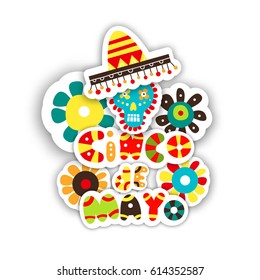 Cinco De Mayo. Hand drawn design of the invitation to the feast. Vector illustration isolated on white background.
