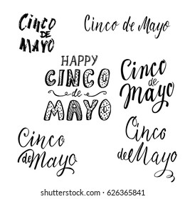 Cinco de Mayo. Hand drawn lettering phrase, design template for poster, greeting card or t-shirt. Vector illustration.
