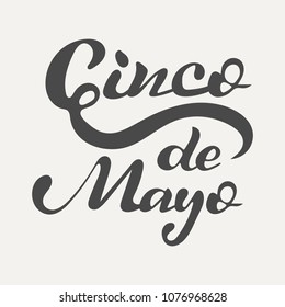 Cinco de Mayo hand lettering. Elegance calligraphic dark inscriptions isolated on white background. Vector illustration