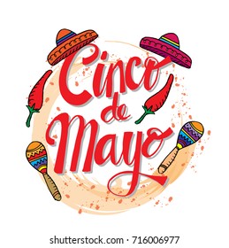 Cinco De Mayo, Hand lettering poster.	