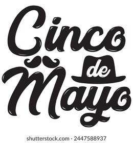 Cinco de Mayo handwritten lettering. Vector illustration isolated on white background.