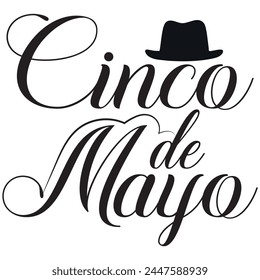 Cinco de Mayo handwritten lettering. Vector illustration isolated on white background.