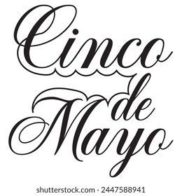 Cinco de Mayo handwritten lettering. Vector illustration isolated on white background.