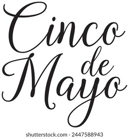 Cinco de Mayo handwritten lettering. Vector illustration isolated on white background.