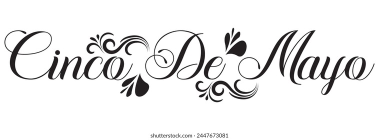 Cinco de Mayo handwritten lettering. Vector illustration isolated on white background.