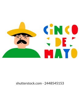 Cinco de Mayo. Happy Mexican. Hand drawn illustration on white background.