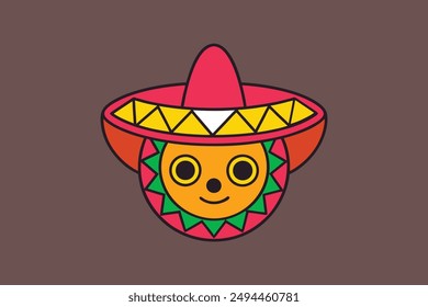 Cinco de Mayo Kopf Vektorgrafik: Cartoon, Clipart und Line Art für festliches Design