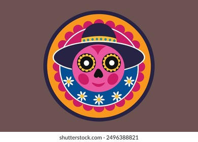 Cinco de Mayo head vector: cartoon, clipart, and line art for festive design