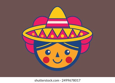 Cinco de Mayo Kopfvektor: Cartoon, Clipart und Line Art für festliches Design