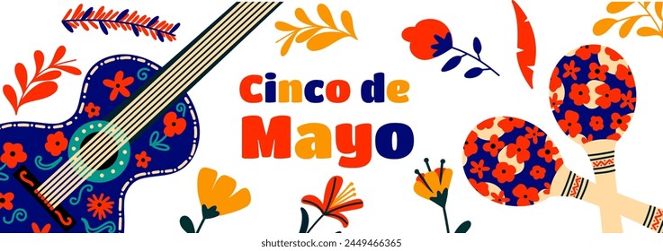 Cinco de Mayo holiday banner. Festive in Mexico. Colorful design poster. Vector