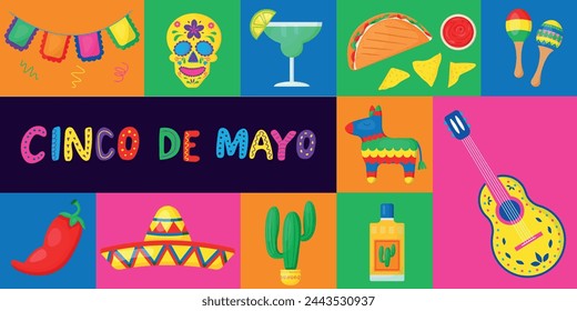 Cinco De Mayo. Holiday concept. Template for background, banner, card, poster with text inscription.