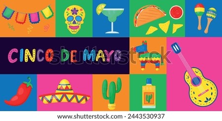 Cinco De Mayo. Holiday concept. Template for background, banner, card, poster with text inscription.