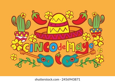 Cinco de mayo holiday flyer or banner for Mexican fiesta celebration, vector background. Mexico 5 May holiday festival or party event poster