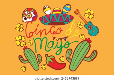 Cinco de mayo holiday flyer or banner for Mexican fiesta celebration, vector background. Mexico 5 May holiday festival or party event poster