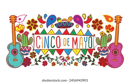 Cinco de mayo holiday flyer or banner for Mexican fiesta celebration, vector background. Mexico 5 May holiday festival or party event poster