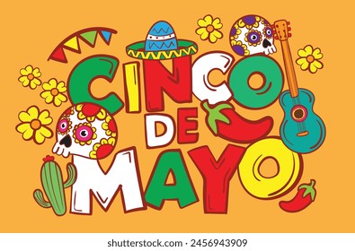 Cinco de mayo holiday flyer or banner for Mexican fiesta celebration, vector background. Mexico 5 May holiday festival or party event poster