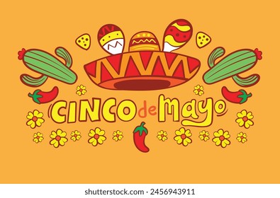 Cinco de mayo holiday flyer or banner for Mexican fiesta celebration, vector background. Mexico 5 May holiday festival or party event poster