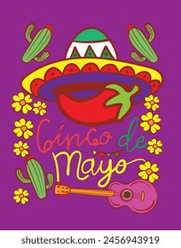 Cinco de mayo holiday flyer or banner for Mexican fiesta celebration, vector background. Mexico 5 May holiday festival or party event poster