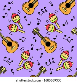 Cinco de Mayo holiday seamless pattern with skulls